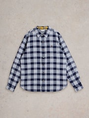 White Stuff Blue 100% Cotton Wallace Brushed Check Shirt - Image 5 of 6