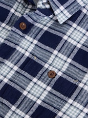 White Stuff Blue 100% Cotton Wallace Brushed Check Shirt - Image 6 of 6