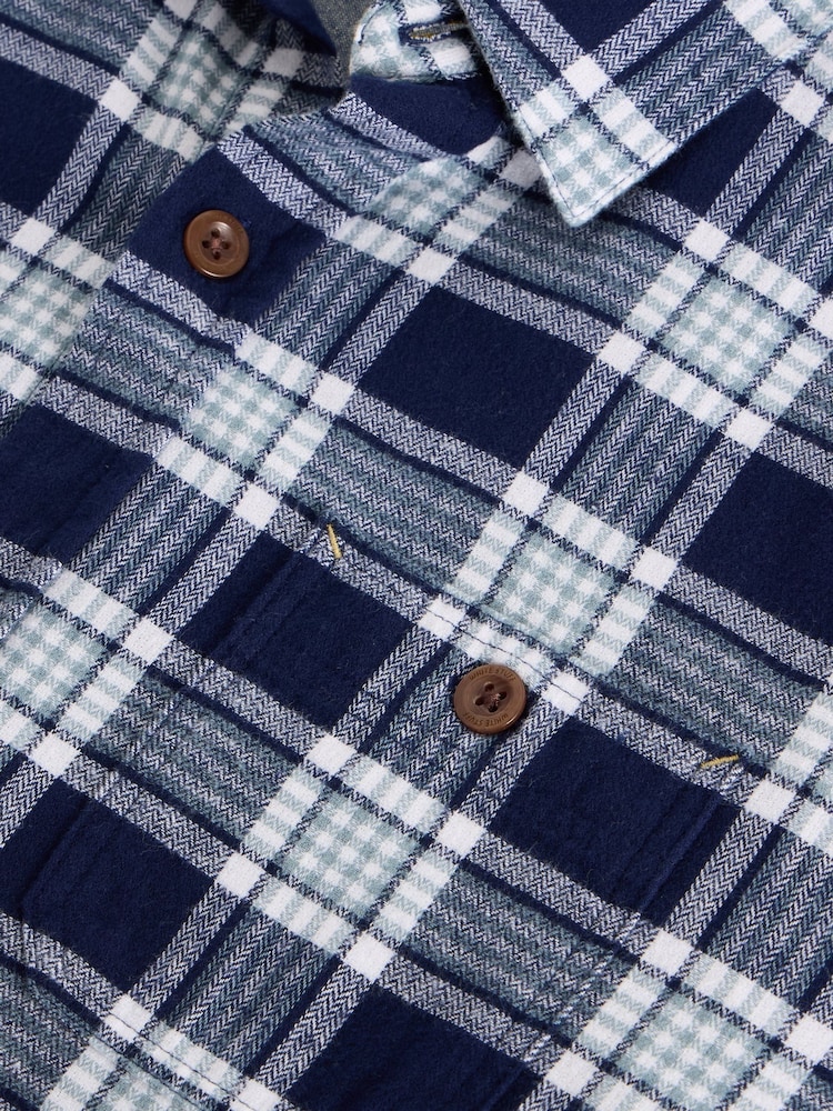 White Stuff Blue 100% Cotton Wallace Brushed Check Shirt - Image 6 of 6