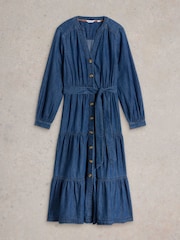 White Stuff Blue Mina Tiered Denim Dress - Image 5 of 6