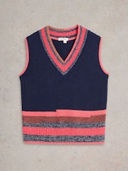 White Stuff Blue V-Neck Stripe Tank - Image 5 of 6