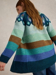 White Stuff Green New York Fairisle Cardigan - Image 2 of 6