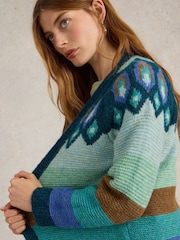 White Stuff Green New York Fairisle Cardigan - Image 3 of 6