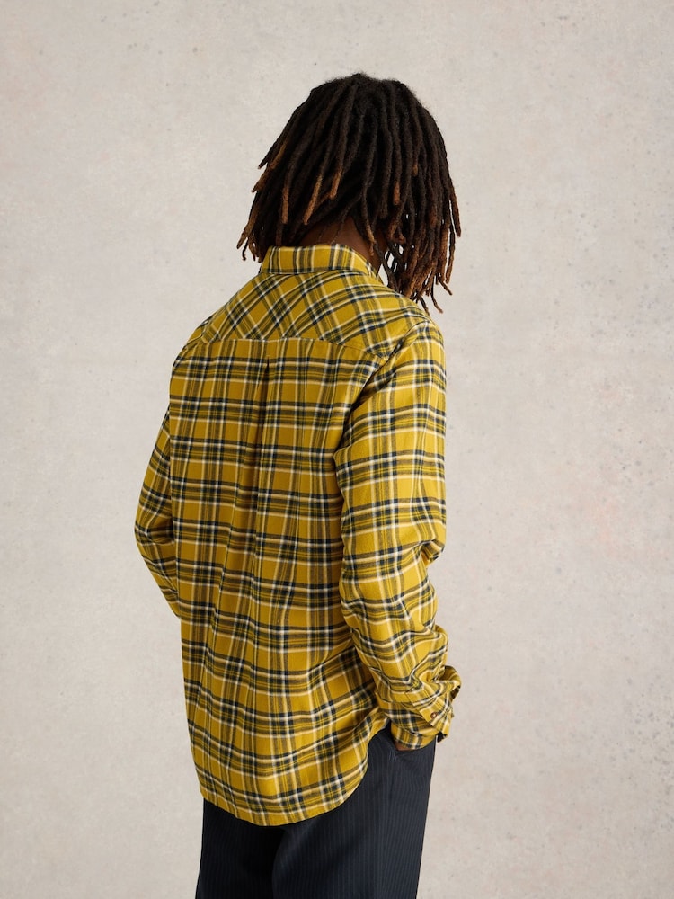 White Stuff Yellow 100% Cotton Wallace Brushed Check Shirt - Image 2 of 6