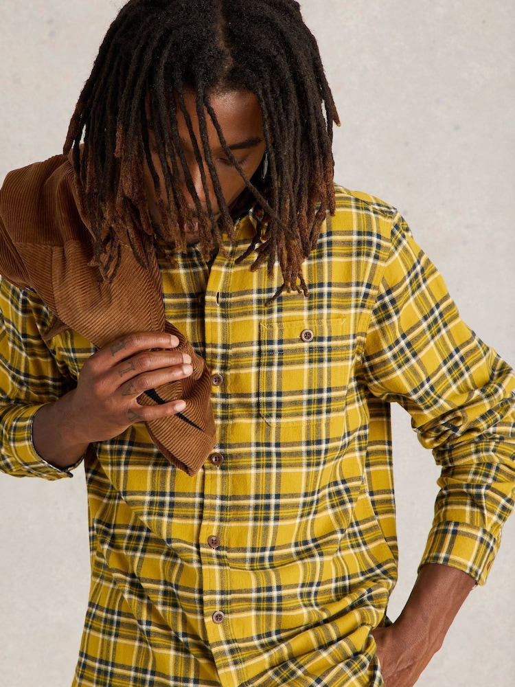 Buy White Stuff Yellow 100% Cotton Wallace Brushed Check Shirt