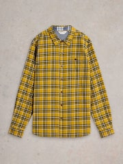 White Stuff Yellow 100% Cotton Wallace Brushed Check Shirt - Image 5 of 6