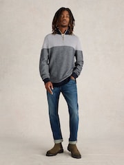 White Stuff Blue Newport Merino Jacquard Funnel Jumper - Image 1 of 6