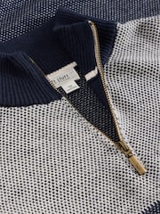 White Stuff Blue Newport Merino Jacquard Funnel Jumper - Image 6 of 6