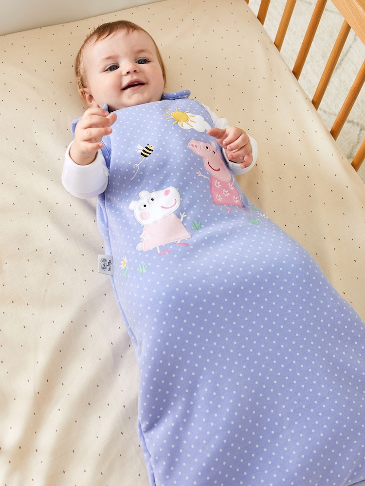 JoJo Maman Bébé Blue Peppa Pig Appliqué 2.5 Tog Baby Sleeping Bag - Image 2 of 4