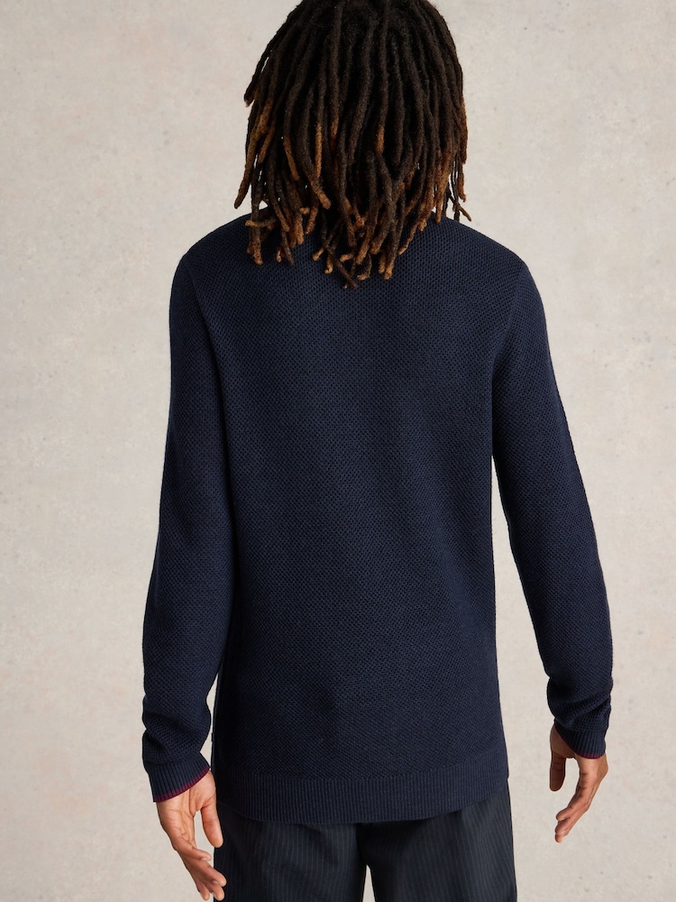 White Stuff Blue Newport Merino Henley Jumper - Image 2 of 6