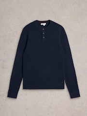 White Stuff Blue Newport Merino Henley Jumper - Image 5 of 6