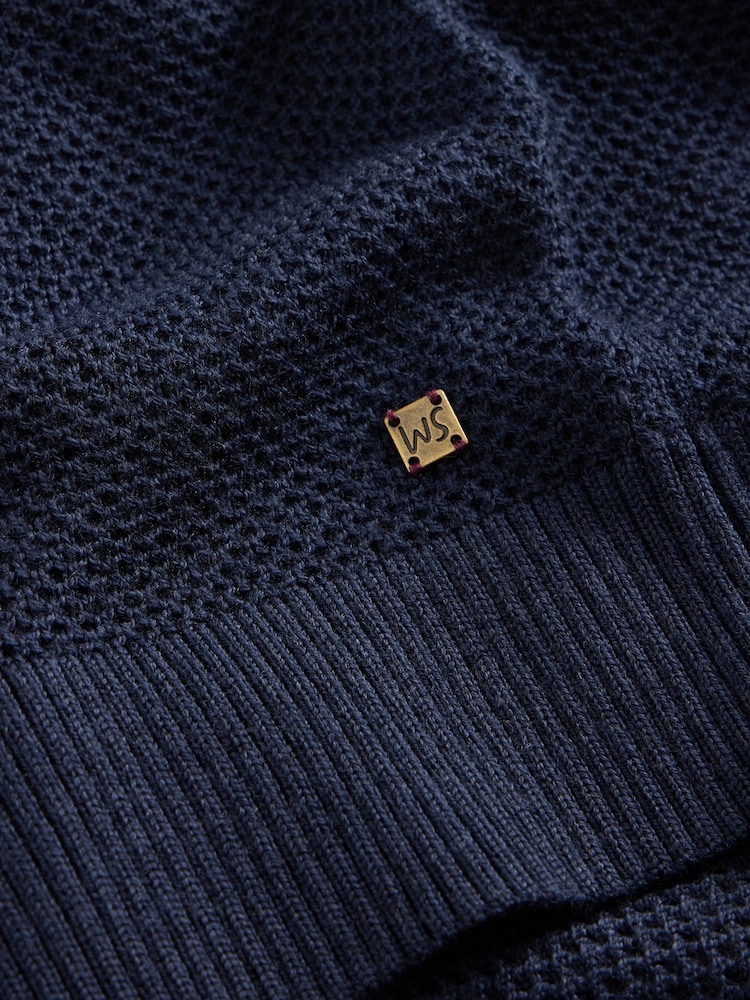 White Stuff Blue Newport Merino Henley Jumper - Image 6 of 6