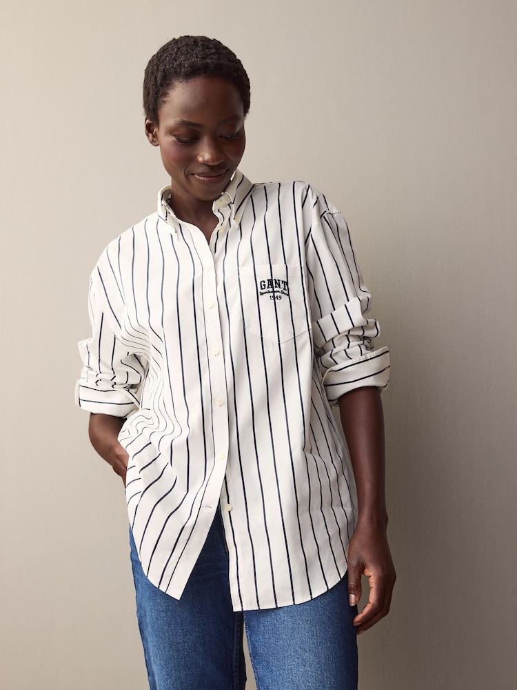 GANT Blue Relaxed Small Graphic 100% Cotton Shirt - Image 1 of 7