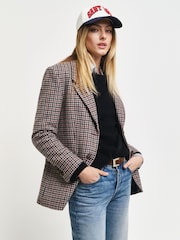GANT Cream Regular Houndstooth Blazer - Image 3 of 7