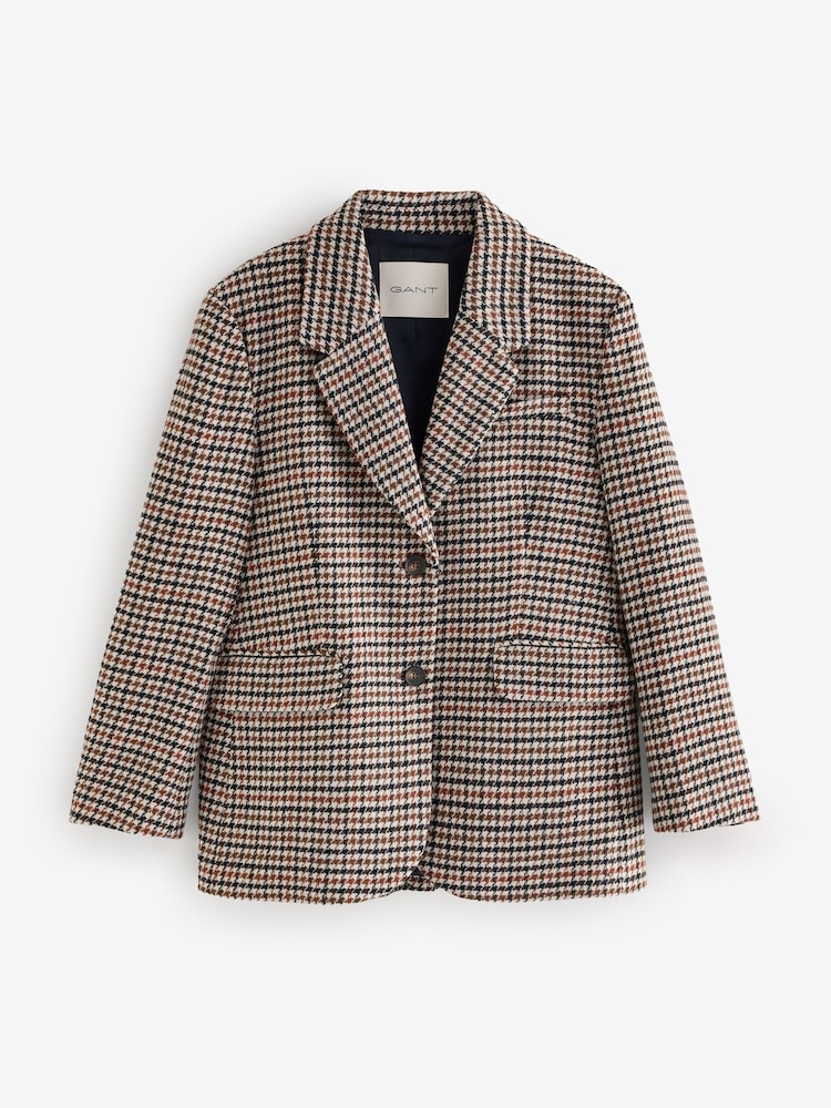 GANT Cream Regular Houndstooth Blazer - Image 7 of 7