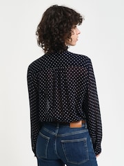 GANT Blue Regular Dot Print Bow Blouse - Image 2 of 4