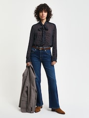 GANT Blue Regular Dot Print Bow Blouse - Image 3 of 4