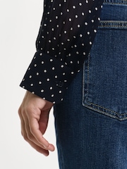 GANT Blue Regular Dot Print Bow Blouse - Image 4 of 4