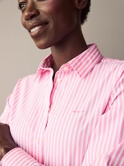 GANT Pink Regular Poplin Striped 100% Cotton Shirt - Image 3 of 5
