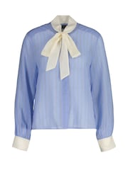 GANT Blue Regular Striped Contrast Bow Blouse - Image 1 of 2