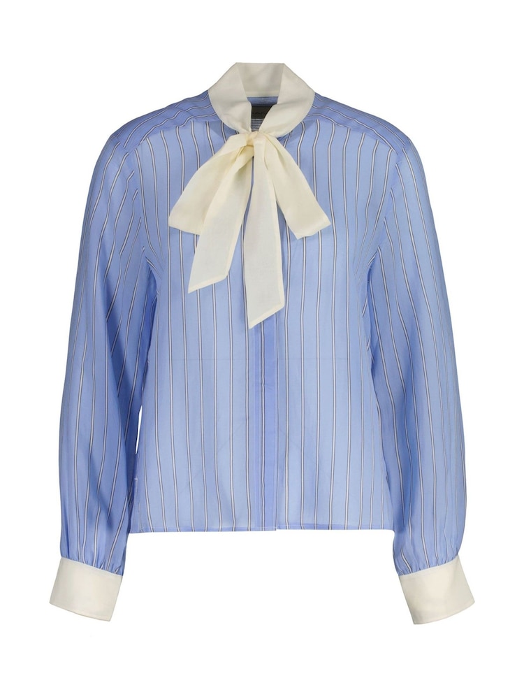 GANT Blue Regular Striped Contrast Bow Blouse - Image 1 of 2