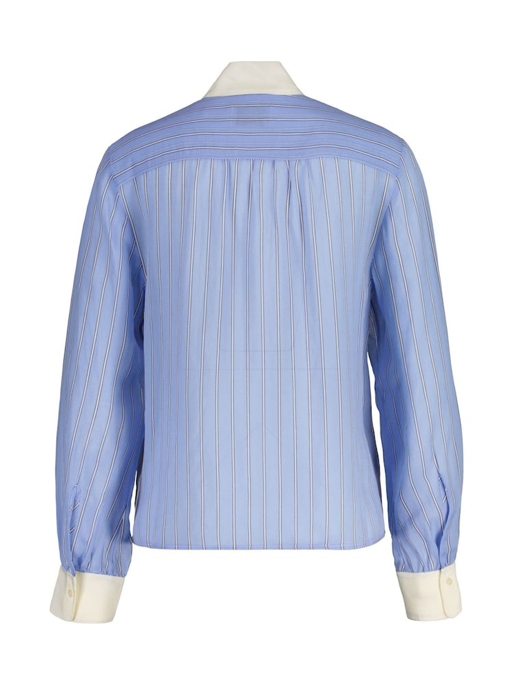 GANT Blue Regular Striped Contrast Bow Blouse - Image 2 of 2