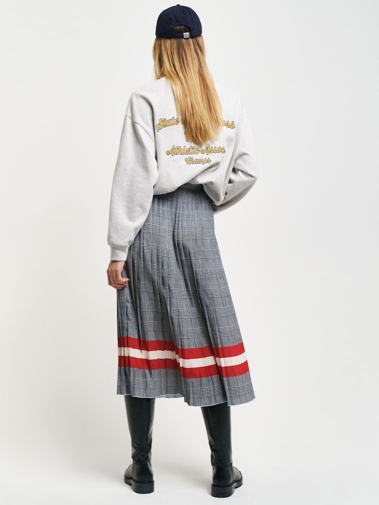 GANT Blue Check Print Pleated Skirt - Image 2 of 5