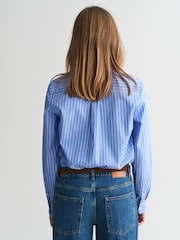 GANT Blue Regular Poplin Striped 100% Cotton Shirt - Image 3 of 7