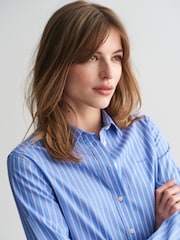 GANT Blue Regular Poplin Striped 100% Cotton Shirt - Image 4 of 7