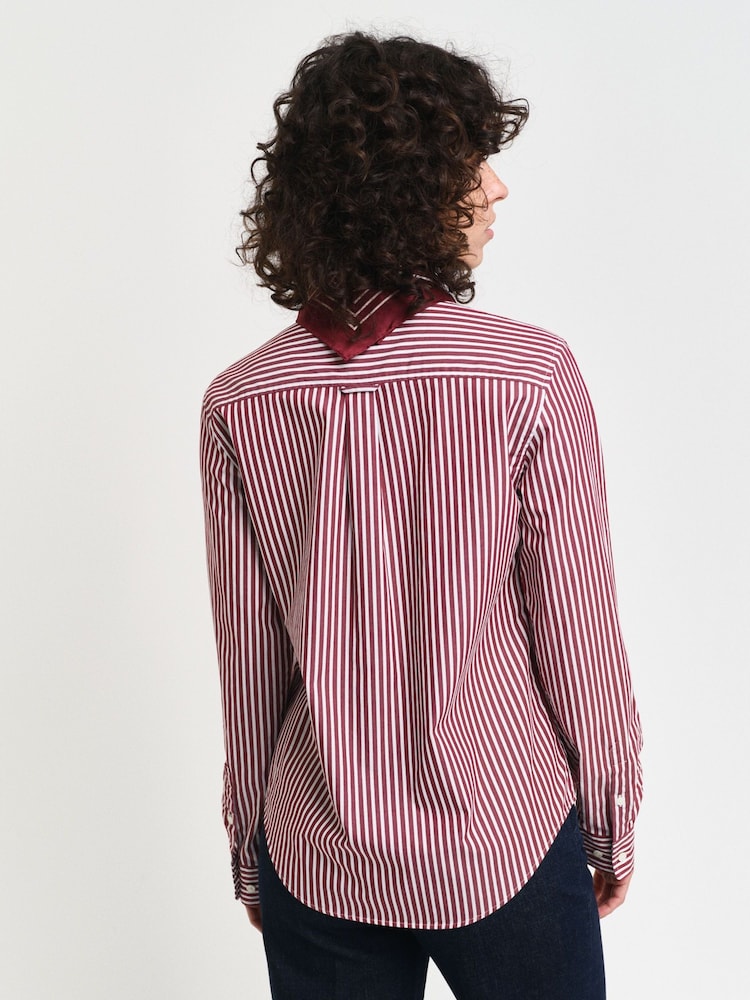 GANT Red Regular Poplin Striped 100% Cotton Shirt - Image 2 of 6