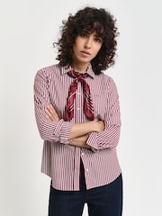 GANT Red Regular Poplin Striped 100% Cotton Shirt - Image 3 of 6
