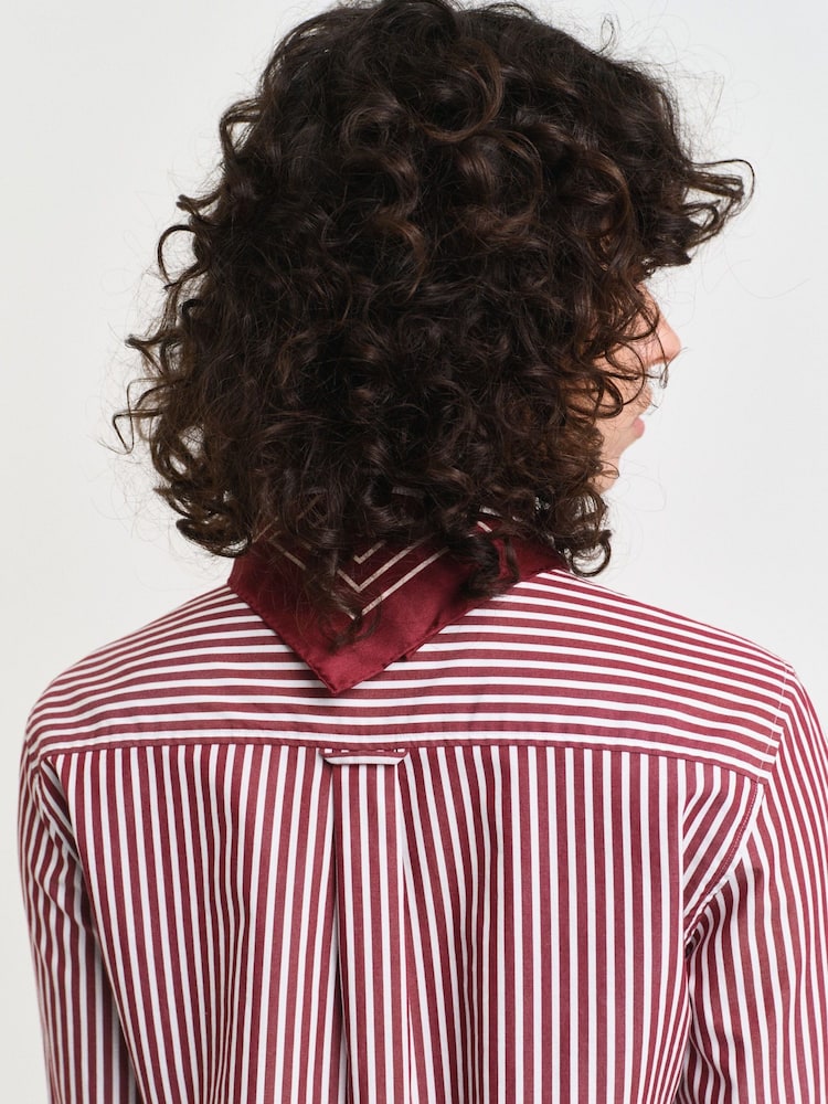 GANT Red Regular Poplin Striped 100% Cotton Shirt - Image 6 of 6
