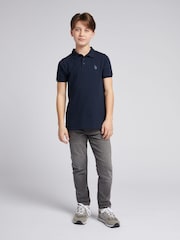 U.S. Polo Assn. Boys Blue 100% Cotton Wide Rib Polo Shirt - Image 2 of 7