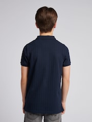 U.S. Polo Assn. Boys Blue 100% Cotton Wide Rib Polo Shirt - Image 3 of 7