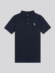 U.S. Polo Assn. Boys Blue 100% Cotton Wide Rib Polo Shirt - Image 5 of 7