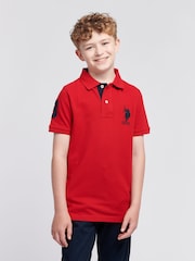 Красный - US Polo Assn. Футболка-поло для мальчиков 100% хлопок, игрок 3 - Изображение 1 из 9