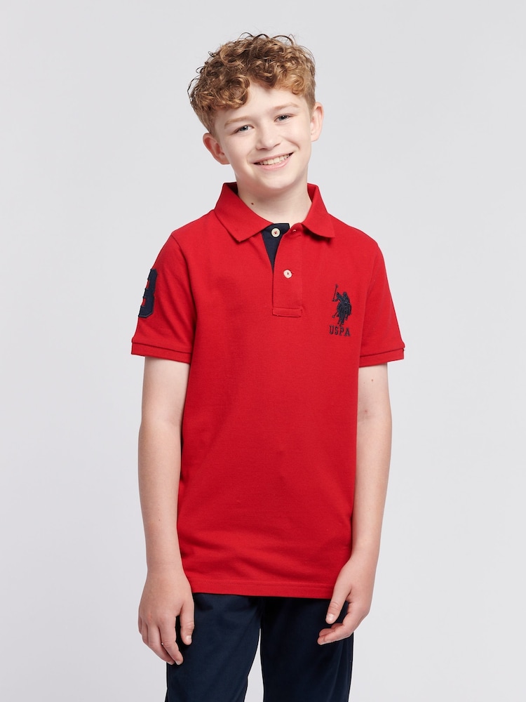 Красный - US Polo Assn. Футболка-поло для мальчиков 100% хлопок, игрок 3 - Изображение 1 из 9