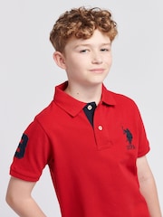 Красный - US Polo Assn. Футболка-поло для мальчиков 100% хлопок, игрок 3 - Изображение 2 из 9