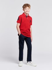 Красный - US Polo Assn. Футболка-поло для мальчиков 100% хлопок, игрок 3 - Изображение 3 из 9