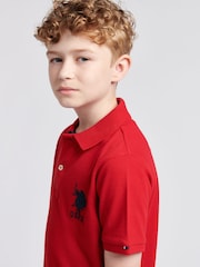 Красный - US Polo Assn. Футболка-поло для мальчиков 100% хлопок, игрок 3 - Изображение 5 из 9