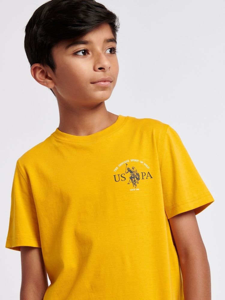U.S. Polo Assn. Boys Orange 100% Cotton Back Graphic T-Shirt - صورة 2 من 9