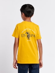 U.S. Polo Assn. Boys Orange 100% Cotton Back Graphic T-Shirt - صورة 4 من 9