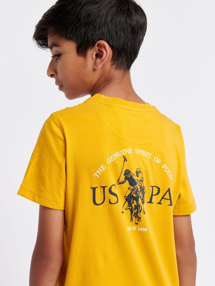 U.S. Polo Assn. Boys Orange 100% Cotton Back Graphic T-Shirt - Image 5 of 9