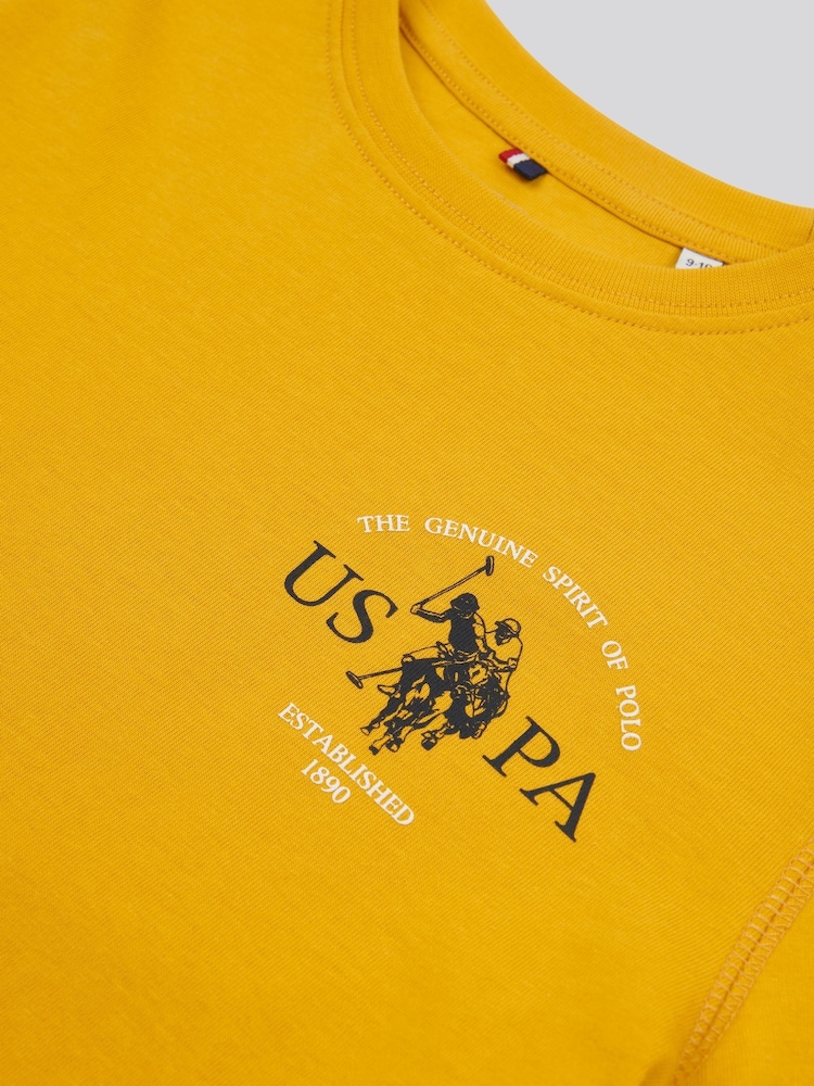U.S. Polo Assn. Boys Orange 100% Cotton Back Graphic T-Shirt - صورة 9 من 9