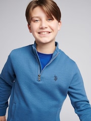 U.S. Polo Assn. Boys Blue Herringbone ¼ Zip Sweatshirt - Image 2 of 9