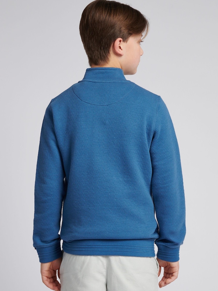 U.S. Polo Assn. Boys Blue Herringbone ¼ Zip Sweatshirt - Image 9 of 9