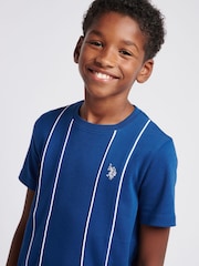 U.S. Polo Assn. Boys Blue 100% Cotton Piped Interlock T-Shirt - Image 2 of 7