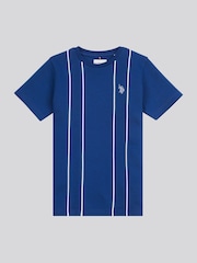 U.S. Polo Assn. Boys Blue 100% Cotton Piped Interlock T-Shirt - Image 5 of 7