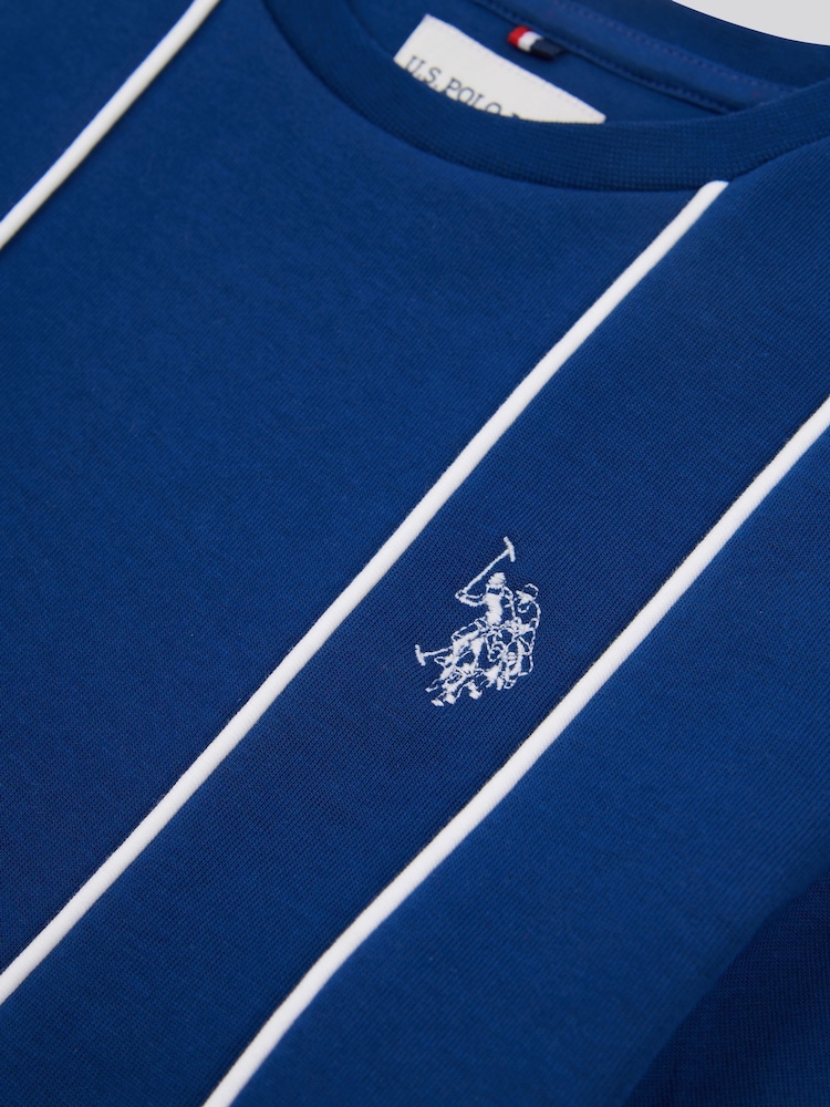 U.S. Polo Assn. Boys Blue 100% Cotton Piped Interlock T-Shirt - Image 7 of 7