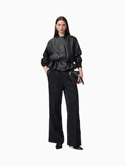 AllSaints Black Sofi Leather Bomber Jacket - Image 1 of 8